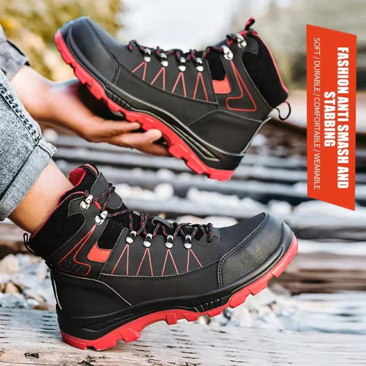 Steel Toe Work Boots for Women Waterproof Lightweight Slip-on Safety Shoes Industrial Construction Outdoor Sneakers