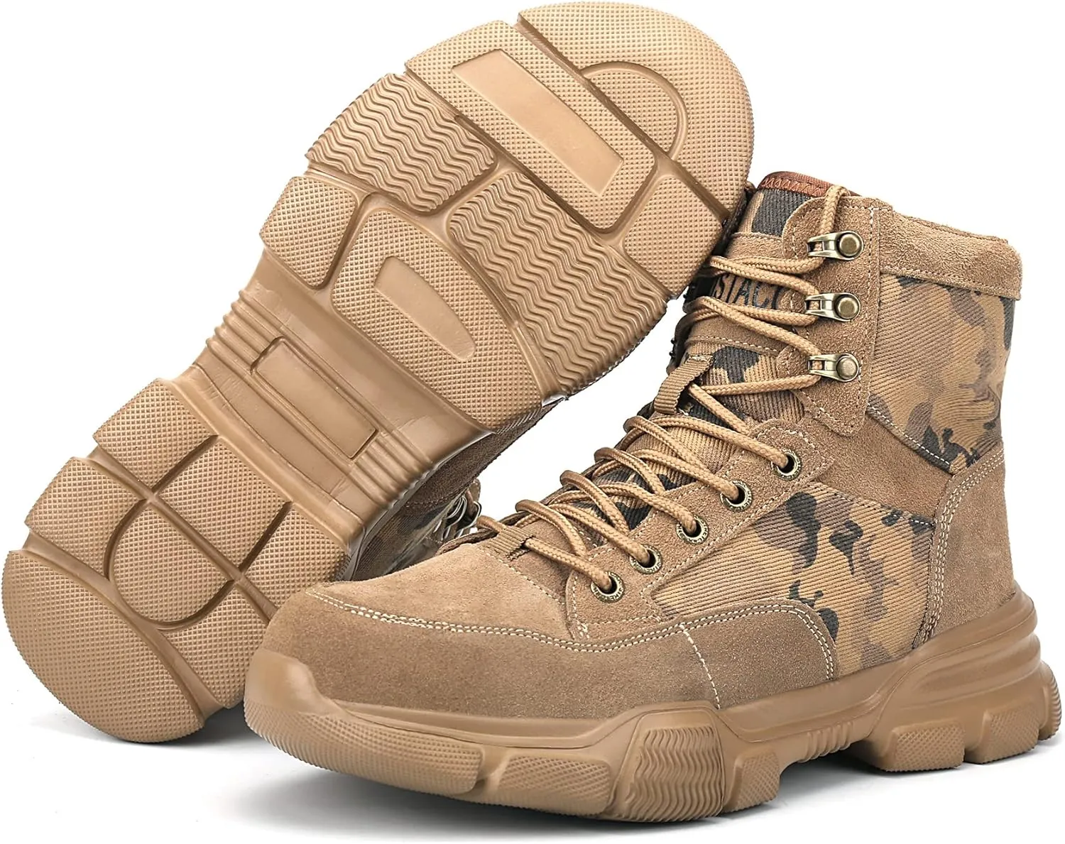Steel Toe Work Safety Boots, Lightweight Mid-cut Industry Construction Composite Sneakers
