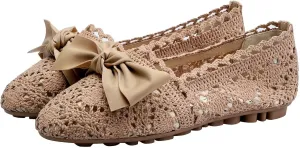 Stunner Women's Round Toe Flats Lace Hollow Breathable Slip on Flat Shoes