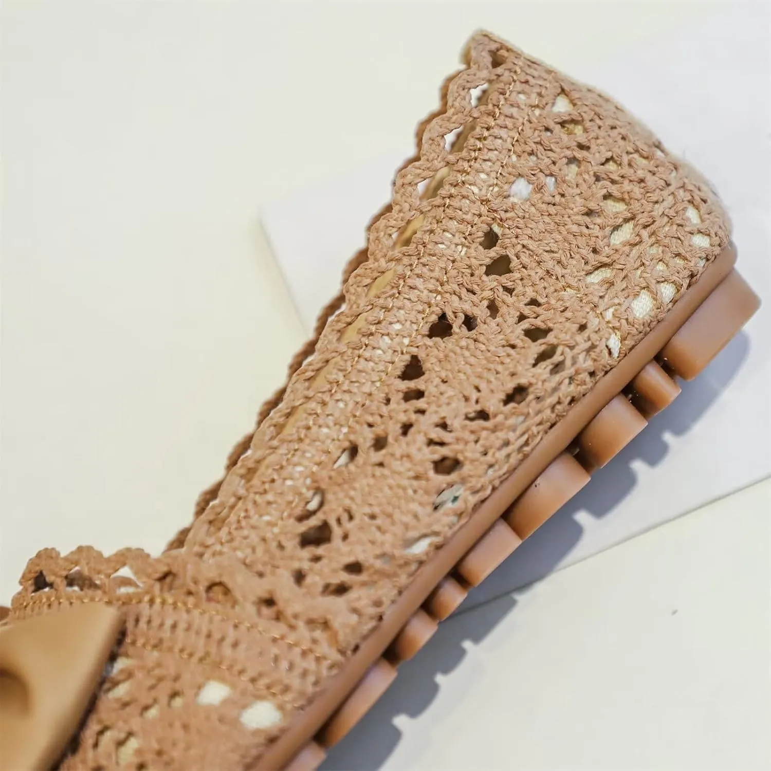 Stunner Women's Round Toe Flats Lace Hollow Breathable Slip on Flat Shoes