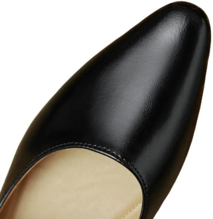 TinaCus Women's Genuine Leather Handmade Pointed Toe Flats Buckle Mary Janes Cute Dress Shoes