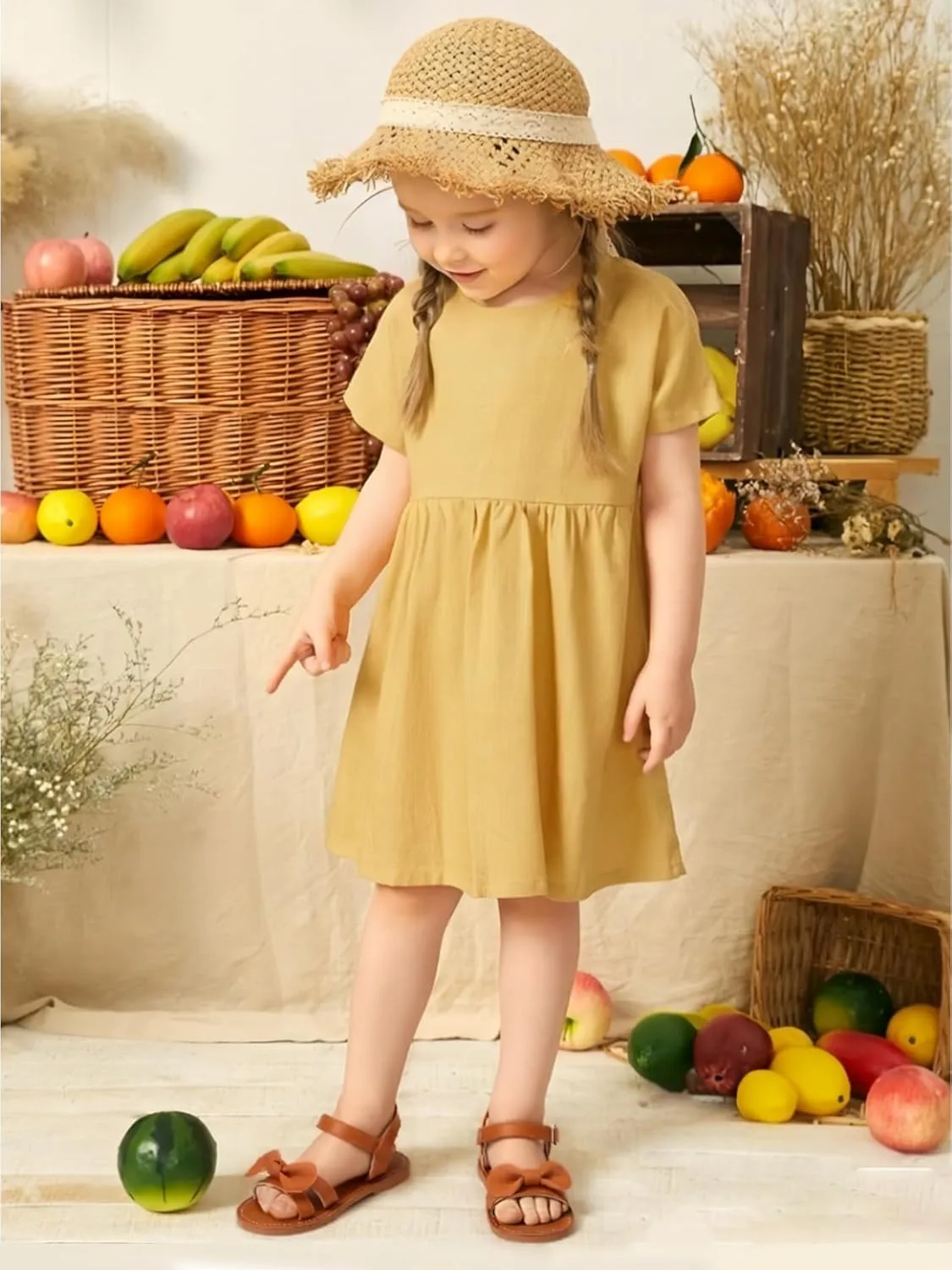 Toddler Girl Sandals - Flower Girl Dress Shoes Open Toe Little Kid Summer Flats