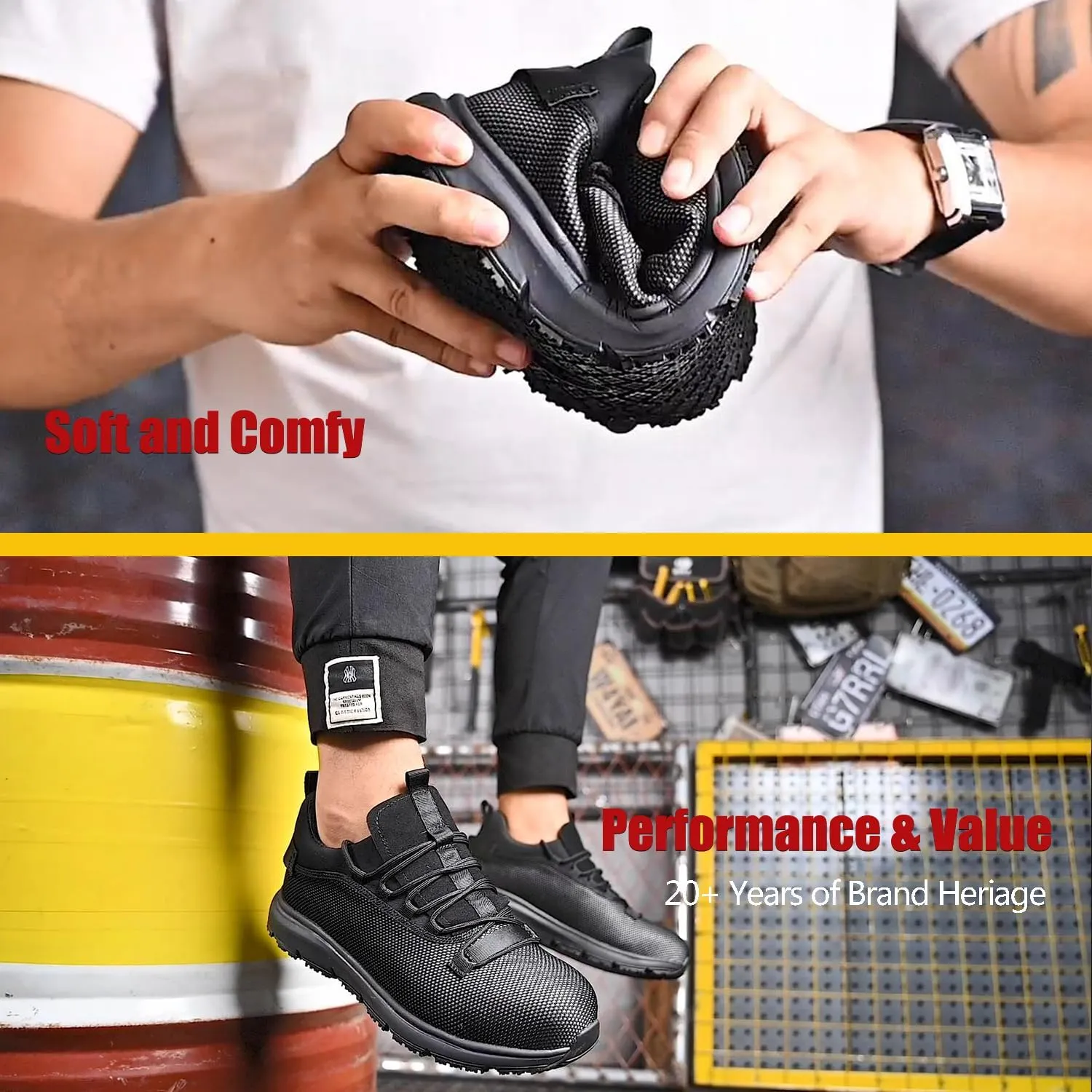 ulogu Steel Toe Shoes for Men WomenWaterproof Lightweight Roofing ShoeSafety Industrial Work Sneakers