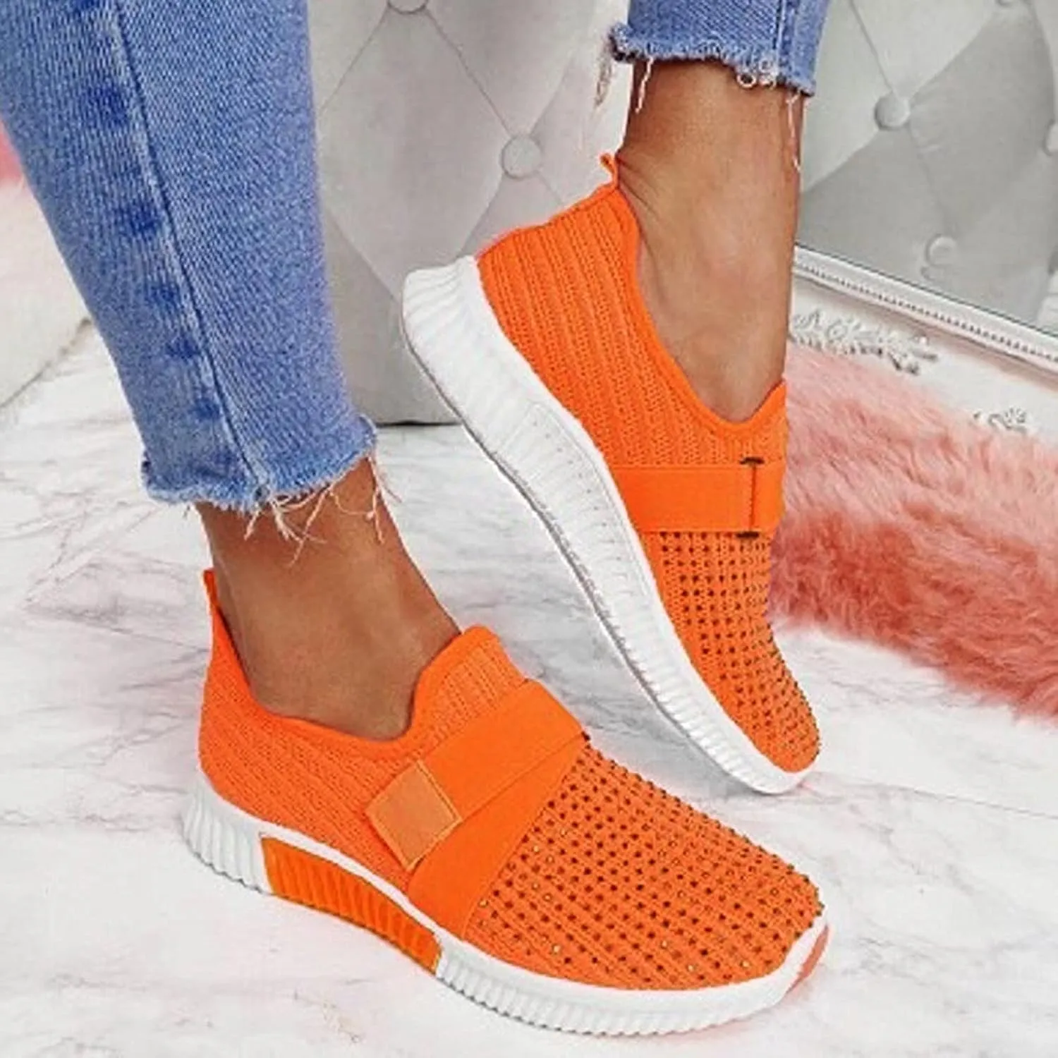Women's Fashion Sneaker Lace Up Low Top Comfortable Walking Shoes Slip On Tennis Shoes Women No Laces Women Loafers Shoes Walking Sneakers for Women