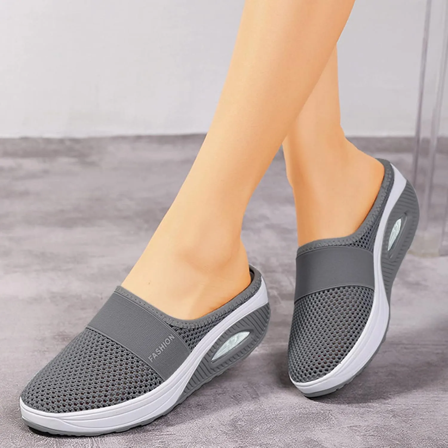 Women's Sneakers Wide Lightweight Work Slip Resistant Breathable Slip On Casual Shoes for Women Non Slip Loafers Backless Sneakers for Women