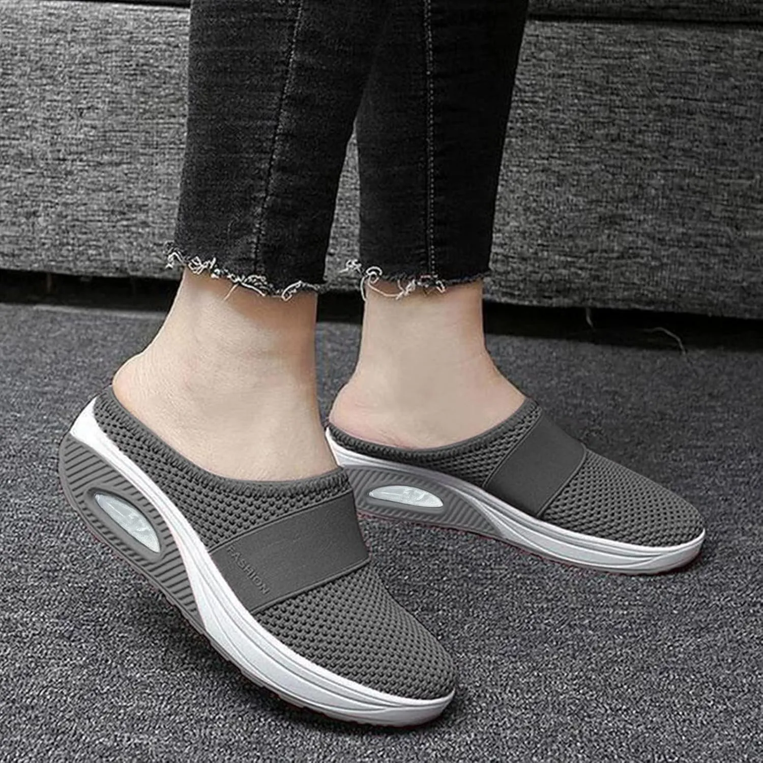 Women's Sneakers Wide Lightweight Work Slip Resistant Breathable Slip On Casual Shoes for Women Non Slip Loafers Backless Sneakers for Women