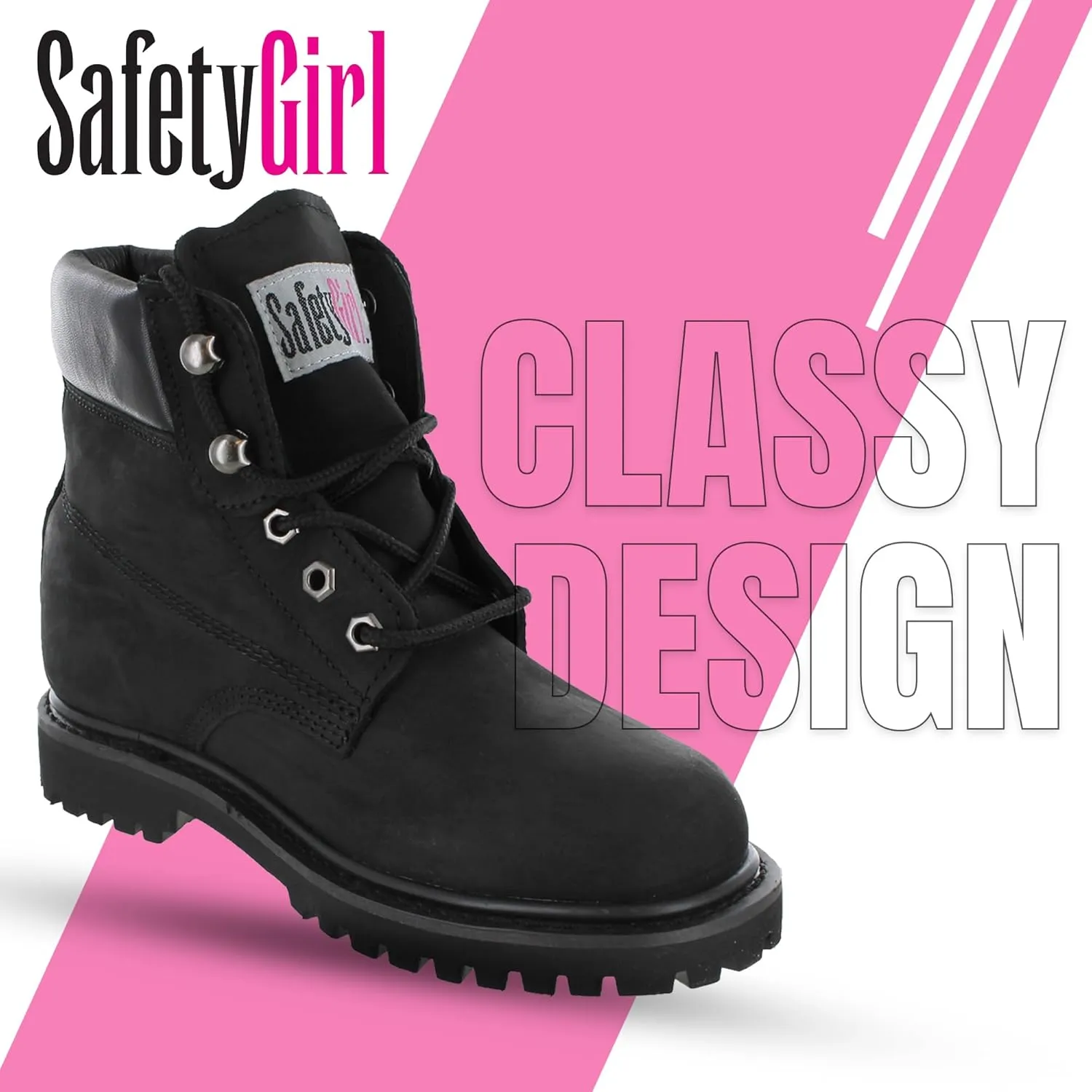 Womens Work Boots | Waterproof Leather Work Boots for Women | Oil & Slip-Resistant Soft Toe Boots for Women | Premium Nubuck Leather | Lightweight and Comfortable | Black Leather - 8.5W
