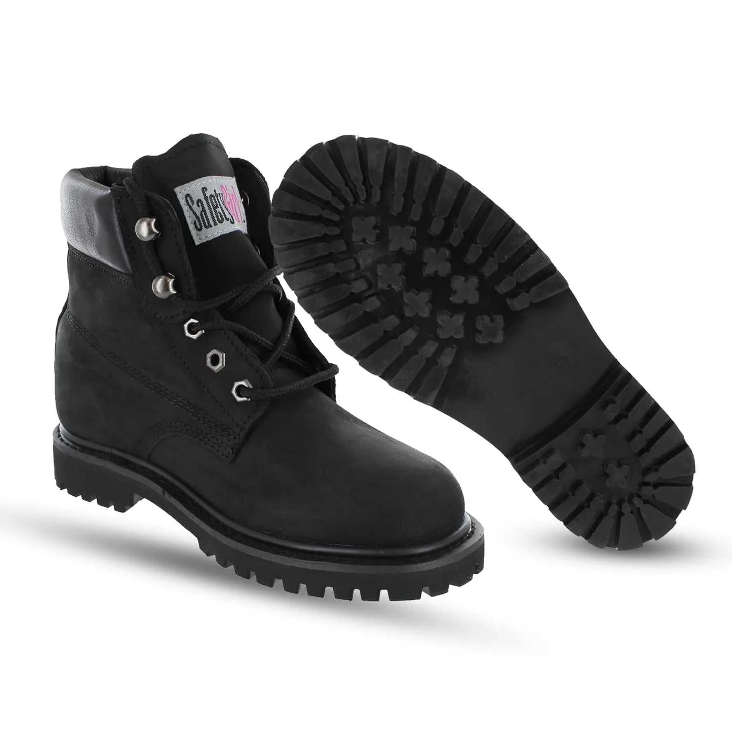 Womens Work Boots | Waterproof Leather Work Boots for Women | Oil & Slip-Resistant Soft Toe Boots for Women | Premium Nubuck Leather | Lightweight and Comfortable | Black Leather - 8M