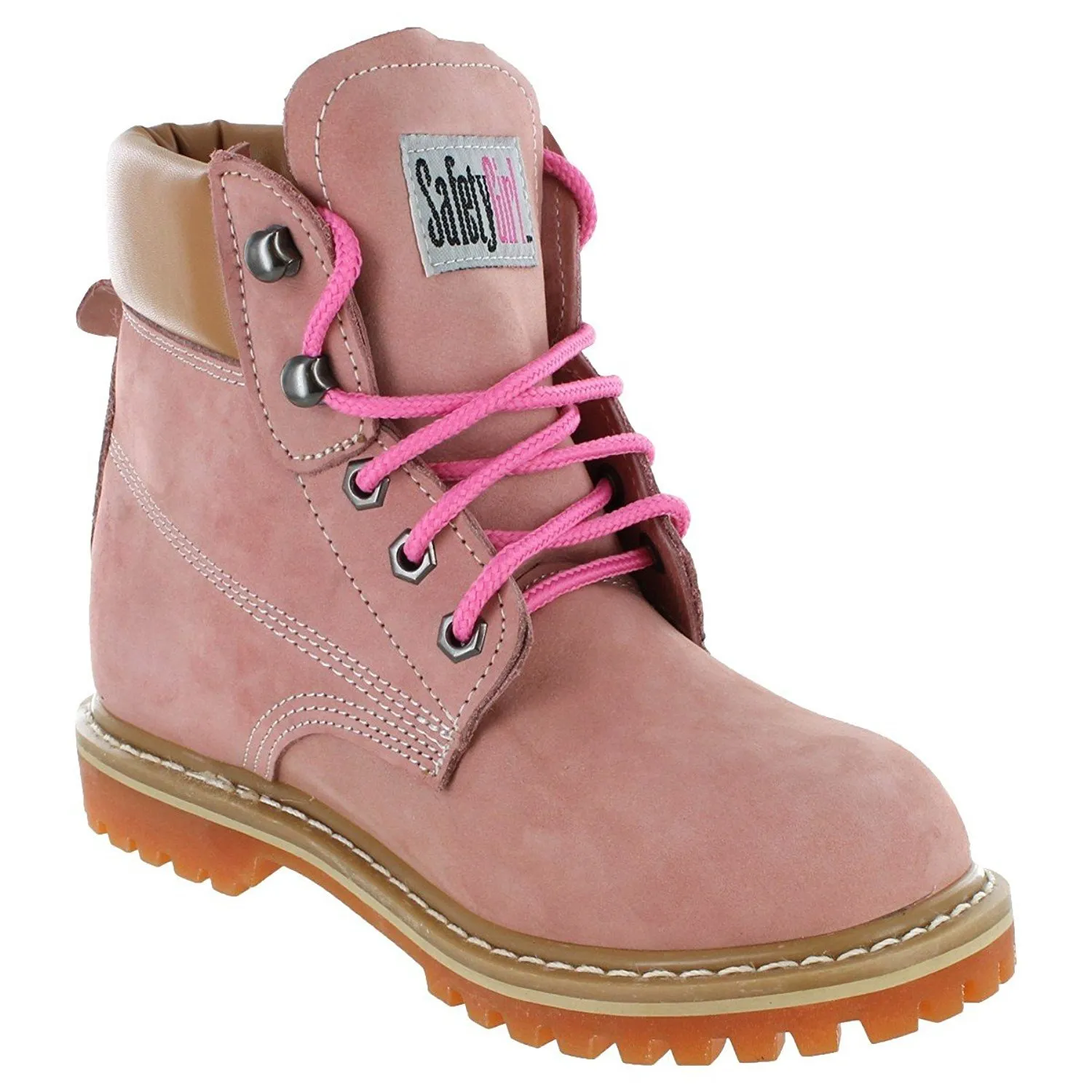 Womens Work Boots | Waterproof Leather Work Boots for Women | Oil & Slip-Resistant Soft Toe Boots for Women | Premium Nubuck Leather | Lightweight and Comfortable | Pink Leather - 11.5W